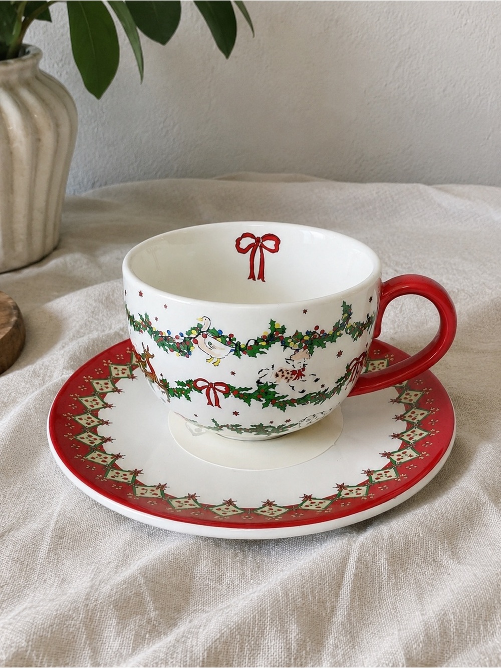 Cath Kidston London Christmas Teacup & Saucer NIB | Festive Holiday